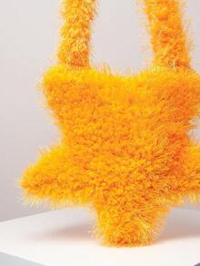 Sac bandoulière en peluche de couleur bonbon style années 2000, sac asymétrique, sac à épaule en forme d'étoile, sac à main d'automne, sac en fourrure, Y2K, unique, mignon, quotidien, shopping, rendez-vous, voyage