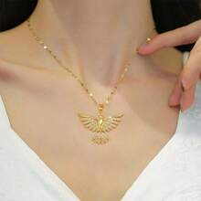1pc Colorful Crystal Wing Stainless Steel Luxury Necklace For Women (Note: Asymmetrical Crystal Mix Color) (Without Gift Box) - 彩色 - 查看 7