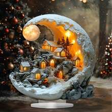 حامل عرض أكريليك بتصميم قمر بوهيمي - مناسب لديكور المنزل والمكتب، هدية عيد الميلاد المثالية