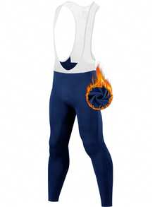 Qualicos 1pc Cycling Bib Pants For Men, Road Bike/Mtb Reflective Stripes, Moisture Wicking, Convenient Storage Pockets, Zippered Leg Cuffs - Blue - View 1