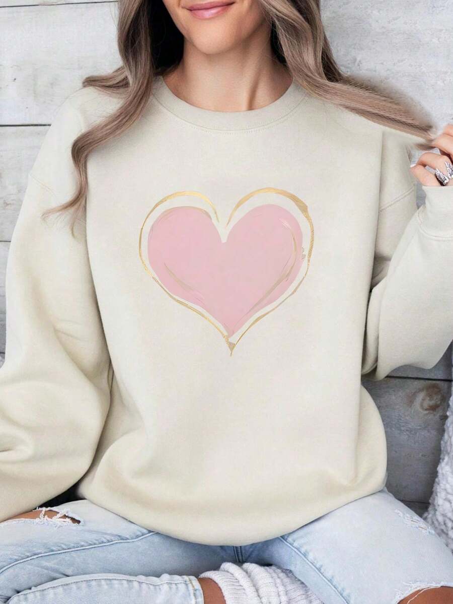 Sudadera con estampado de Corazón de oro con forro térmico - Albaricoque - Ver 1