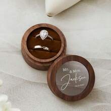 Personalized Wooden Wedding Ring Box With Transparent Acrylic Cover, Customizable Engraved Proposal Ring Box, Gift For Bride, Wedding Ring Holder - Multicolor - View 2
