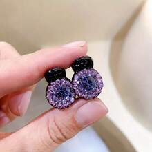 2-Pack Sparkling Rhinestone Mini Hair Clips - Cute And Sweet Round Design For Bangs, Flyaways, And Side Hair - Princess Style Accessories - Nhiều màu - Xem 8