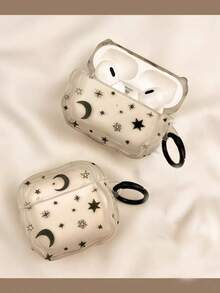 透明米色星月印花蓝牙耳机盒 - 無色 - 查看 2