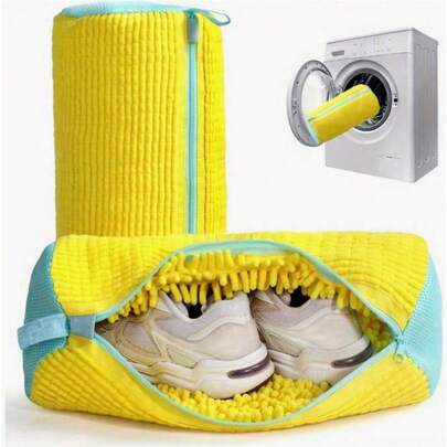 Durable Shoe Washing Bag Suitable For All Shoe Types - Sturdy Polyester Zipper Closure, Plush Lining Interior Protective Laundry Bag, Reusable, Great For Athletic, Sneakers And Casual Shoes