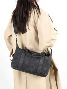 Nouveau sac  PU pour femmes, style rétro, sac à main. Sac à bandoulière mode avec sangle amovible. Porte-monnaie pour le travail et les voyages des femmes. Gris, noir, vert