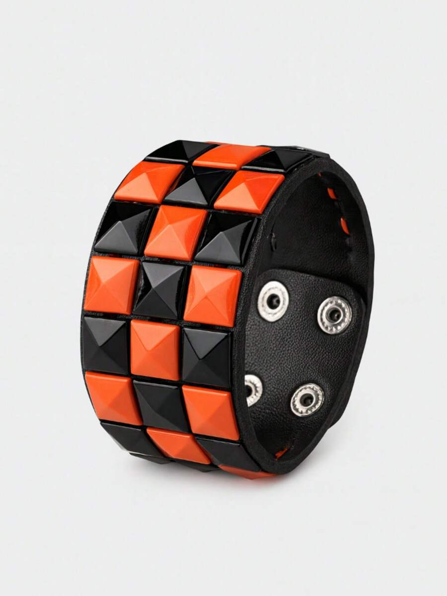 Spike Scene Bracelet Orange With Black Pop Punk - Màu tím - Xem 1