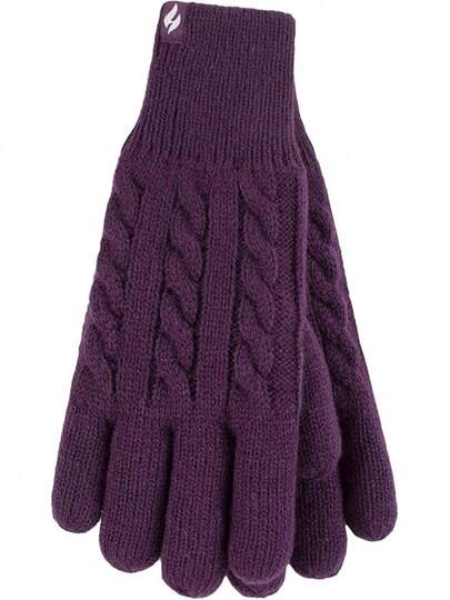 HEAT HOLDERS - Ladies Cute Striped Fairisle Warm Knitted Fleece Lined Winter Thermal Gloves
