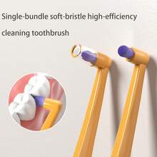 1pc Single Tuft Toothbrush With Brush Head Cover, Small Head Suitable For Hard-To-Reach Areas, Corrective Toothbrush, Soft Bristles For Adults, Individually Packaged, Small Head Toothbrush - Multicolor - View 3