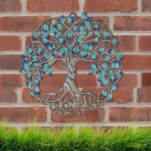 1pc Vibrant Tree Of Life 15.74" Metal Wall Art - Colorful Leaf Accents, Intricate Design For Farmhouse Decor In Bedroom, Kitchen, Living Room, Office, Or Outdoor Spaces