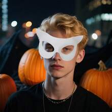 Halloween Cat Half Face Covering Creative Animal Theme Cosplay Prop Facewear For Costume Parties Masquerade Events