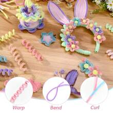 101pcs Multicolor Pipe Cleaner Set Including 100pcs Chenille Sticks With Step-By-Step Tutorial Video, Craft Pipe Cleaners, DIY Craft Flower Project Chenille Stem Holiday Decorations (Light Color Series) - Multicolor - View 8