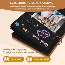ZZBIFRJ Álbum de Fotos, 30 Páginas Álbum de Recortes, Cubierta de Páginas Kraft con Bolígrafos, Adhesivos y Decoraciones, Regalo para Cumpleaños, Navidad, Pareja, Boda Aniversario KLVW - 1 - Ver 7