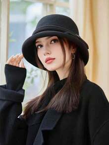 1pc Women's L Size Casual Bohemian Party Cute Elegant Retro Street Brushed Bucket Hat, Fashion Versatile Petite Bucket Hat Suitable For Daily Commute, Camping, Travel, Hiking, Theme Park, Cafe, Farm, Party, Photo Shoot, Autumn/Winter - Multicolor - View 7