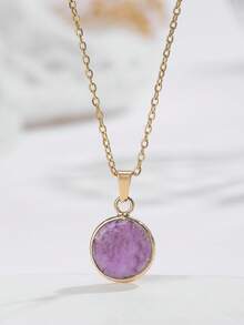 1pc/ Natural Round Multi-Color Pendant, Fashionable And Simple, Adjustable Size Necklace, A Gift For Friends At Festival Gatherings