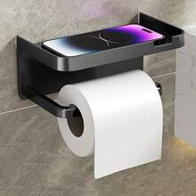 3pcs Wall-Mounted Tissue Box Holder With Phone Stand, Adhesive No Drilling Required, Multi-Functional Space Saving, Suitable For Bathroom Storage, Durable Plastic Modern Design Stylish Home Decor