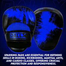 Guantes deportivos de punzonado, con gancho y jab curvados para entrenamiento de artes marciales, karate, kickboxing, Muay Thai con correas ajustables ventiladas - azul - Ver 4