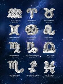 S925 纯银 12 星座吊坠 饰品 吊坠球 适合手链 DIY 女士珠宝