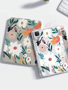 The Beautiful And Cute Cartoon Flower, Grass And Fallen Leaf Double-Sided Painted Acrylic Transparent Crystal Back Cover Is Shockproof And Suitable For IPad 7th Generation, 8th Generation (10.2 Inches) And 10th Generation. It Has A Built-In Pen Slot And Supports Sleep And Wake-Up Functions/Multiple Folding Stand Methods. These Are Halloween Gifts And New Year Gifts