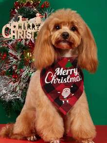 1 قطعة - وشاح رأس للكلاب بطبعة شطرنج كلاسيكية لعيد الميلاد، وشاح مثلث للحيوانات الأليفة، مناسب للكلاب متوسطة وكبيرة الحجم، بطبعات بابا نويل والرجل الثلجي على طبعة شطرنج كلاسيكية