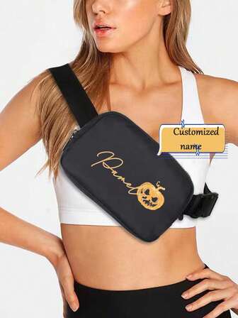 Personalized Halloween Fluorescent Patterns And NamesPersonalized Suitable For Exercise, Running, Hiking, Nylon Waterproof Chest Bag, Outdoor Sports, Running, Off Road, Multi Functional Men's And Women's Waist Bag, Slanted Back Storage Bag, Camera Earphones, Travel Bag, Backpack, Lightweight Underarm Bag