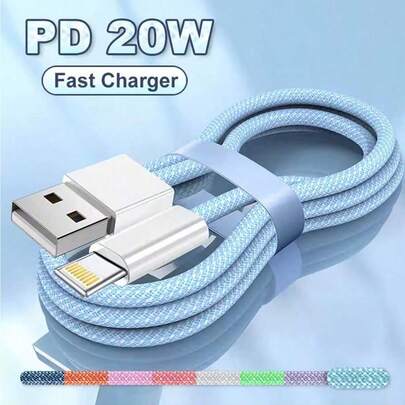 Cabo de dados e carregamento rápido USB A de 20 W, cabo trançado de 100 cm/3,3 pés, compatível com iPhone 14/13/12/11/Pro/Pro Max/Mini/Xs Max/XR/X, certificado para iPad MFi, compatível com iPhone 14 Pro Max, 14 Pro, 14 Plus, 13 Pro Max, 13 Pro, 13, 12 Pro, 12, 11, XS, XR, 8 Plus, 8, 7, 6, 5, SE, para carregador de iPad