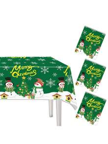 مفرش طاولة بتصميم رجل الثلج وشجرة الميلاد، مع عناصر عيد الميلاد مثل رجل الثلج وشجرة الميلاد والثلوج، ديكور منزلي للمطبخ والمنزل والمول والفصول الدراسية والحمام، ترويج عيد الميلاد