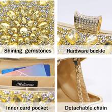 One Luxurious Shiny Sunflower Rhinestone Clutch Bag Box Type Evening Bag Glamorous Party Handbag Romantic Wedding Purse Formal Event Clutch Dance Party Bag Bride Bag Chain Bag,Tready Party Bag & Bride Bag,Tready Bride Bag, Perfect For Party,Wedding, Prom,Dinner/Banquet, Matching With Wedding Dress, Formal Dresses, Prom Dress, Birthday Dress, Party Dress, Essential Wedding Items,Perfectly Matching With Graduation Dress, Prom Dresses, Glamorous Rhinestone Bag - 金色 - 查看 9