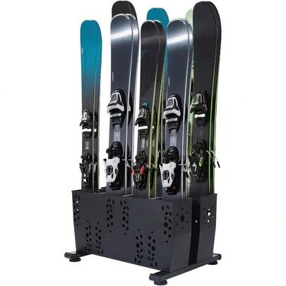 Freestanding Ski Storage Rack For 4 Pairs Floor Stand Ski Organizer Rack Heavy Duty Alloy Steel Ski Holders Ski Organizer Freestanding Ski Organizer For Garage Basement