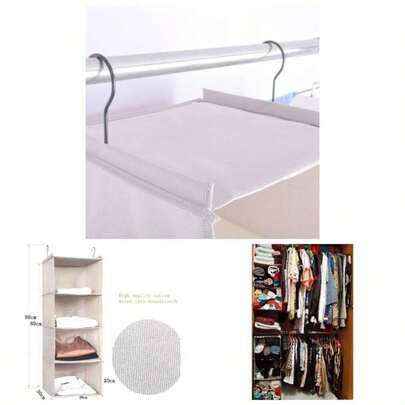 Hanging Wardrobe Organizer Clothes Sweaters 4 - Shelf Hanging Closet Storage Shelves Washable 31.5 * 12 * 12 Inch, Blue -