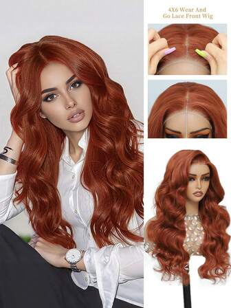 Peluca sintética de 24 pulgadas con onda corporal YAKI, extensiones de cabello, peluca frontal de encaje sin pegamento, 6X4, para uso diario, fiestas y cosplay, en colores negro, marrón claro, marrón óxido, rosa, gris, azul, vino tinto y marrón mixto, para mujeres