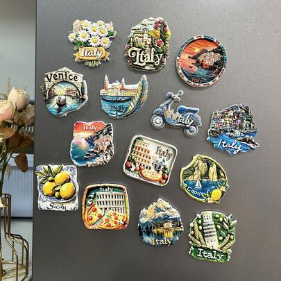 1 Stück italienischer Landmark Kühlschrankmagnet, 3D Harz Mailänder Dom, Venedig Kanal & italienisches Motorrad (Vespa), Reise Souvenir Geschenk, Heim- und Büro Kühlschrankdekoration