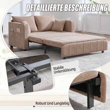 Multifunktionales Stoffsofa Klappbares Ausziehsofa Kleines Wohnzimmersofa mit zwei Funktionen Abnehmbar und waschbar Mit Aufbewahrungstasche Mit USB-Ladefunktion Mit Becherhalter