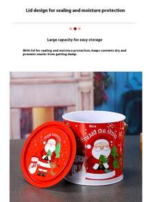 1pc Santa Claus, Snowman, Reindeer Candy Tin Bucket, Christmas Gift, Cookies, Snacks, Toys Storage, Christmas Children Gift Packaging