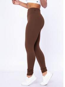 WOLFOX Calça Legging Suplex Básica Moda Fitness - Marrom - Visão 3