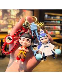Creative Popular Nezha Havoc In Heaven Keychain, Ao Bing & Taiyi Zhenren Pendant Decoration, Car Bag Hanging Ornament