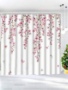 1 buc perdea de duș roz cu flori de cireș japoneze Sakura florale de primăvară decorative perdea de baie decor de Crăciun