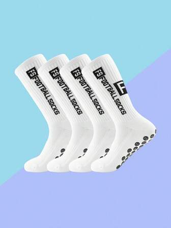 1 Pair Men's Football/Basketball Anti-Slip Padded Sports Socks, For Gym