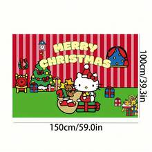 Decoraciones de fiesta de Sanrio - Globos de fiesta de Navidad con diseño de Hello Kitty, fondo de pantalla de Navidad Kawaii de Hello Kitty, banderín de Navidad de Hello Kitty, decoración colgante de pared de Hello Kitty, decoraciones de fondo para fotos de reunión de fiesta