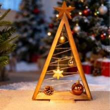 1 pieza/2 piezas Árbol de Navidad de madera, centros de mesa navideños de árbol de madera de estilo granja moderna para mesas, decoraciones navideñas para el hogar, fiestas, mesa, chimenea, estantería