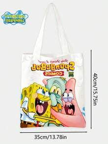 SPONGEBOB 1PC The New Large-Capacity Commuter Canvas Bag From SpongeBob SquarePants Features An Anime Kawaii Cartoon Pattern And A Fashionable Campus Design. It Is Perfect For Halloween, Christmas, Graduation Season, Back-To-School Season, And Happy Birthday Gifts. It Is A Cartoon SpongeBob Canvas Bag Suitable For Friends, Classmates, Best Friends, And Couples
