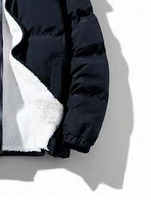 Abrigo acolchado de manga larga con cuello alto, unicolor y casual, abrigo de invierno cálido para hombres, 2025 nuevo