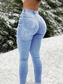 Mobula Sound Lässige elegante Jeans für Frauen, vielseitige Mode für Frühling/Sommer, geeignet für Lässig, Party, Reisen, Flughafen, Alltag, dehnbare Skinny Fit - Blau - Übersicht 9