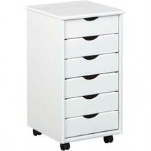 Inter Link - Cajonera rodante - Cajonera rodante 6 cajones - Cajonera de escritorio - Armario rodante - Cajonera - Pino macizo - Lacado natural - AxPxH : 35x39x66 cm - Nils