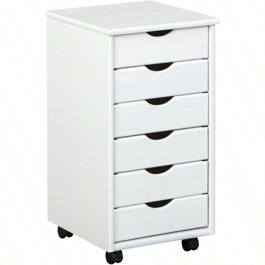 Inter Link - Cajonera rodante - Cajonera rodante 6 cajones - Cajonera de escritorio - Armario rodante - Cajonera - Pino macizo - Lacado natural - AxPxH : 35x39x66 cm - Nils