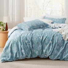 Queen Comforter Set - Sage Green Bed Set, 3 Pieces Cute Floral Bedding, 1 Soft Reversible Botanical Flowers Comforter And 2 Pillow Shams KF - B - 查看 8