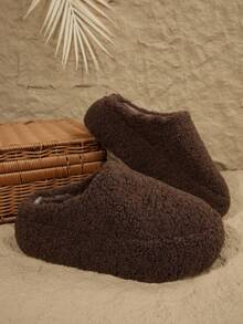 Chinelos Deslizantes Fofos para Mulheres, Chinelos Internos/Externos Planos Quentes Forrados de Pelúcia para Outono/Inverno