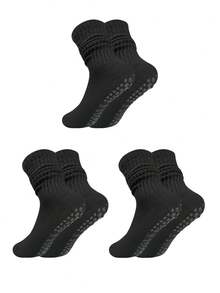 3 Pairs Women's Yoga Pilates Non-Slip Grip Socks, Suitable For Yoga, Barre, Hospital, Barefoot - Multicolor - View 6