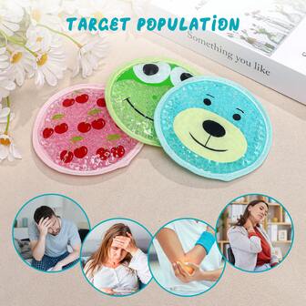 3pcs Reusable Cute Cartoon Gel Ice Packs, Bear, Fox,Cherry Designs-Hot & Cold Compress, Soothing & Revitalizing Cold Gel Beads Pack For WisdomTeeth,Head, Arms, Legs(Blue,Pink And Green)