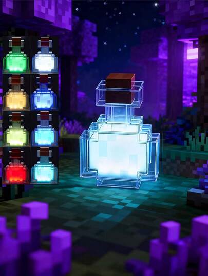 Minecraft 1 pezzo Luce decorativa a pixel stile pozione magica, Minecraft 8 colori ricaricabile USB, luce notturna RGB, ornamento decorativo, luce da parete per camera da letto/soggiorno con cavo di ricarica, luce notturna a LED, luce decorativa per ambiente, compagno del sonno, luce notturna ricaricabile, lampada creativa, nuova luce creativa alla moda, scelta ideale per decorazione, casa theater, decorazione della stanza, regalo di Natale perfetto